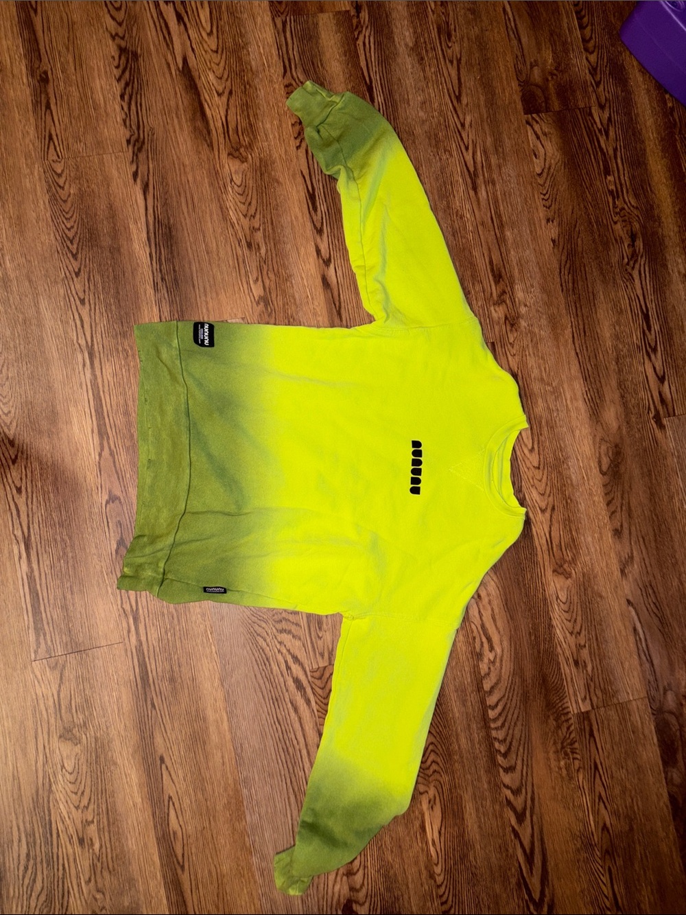 Nununu Kids Neon Lime to Olive Ombre Crewneck Sweatshirt